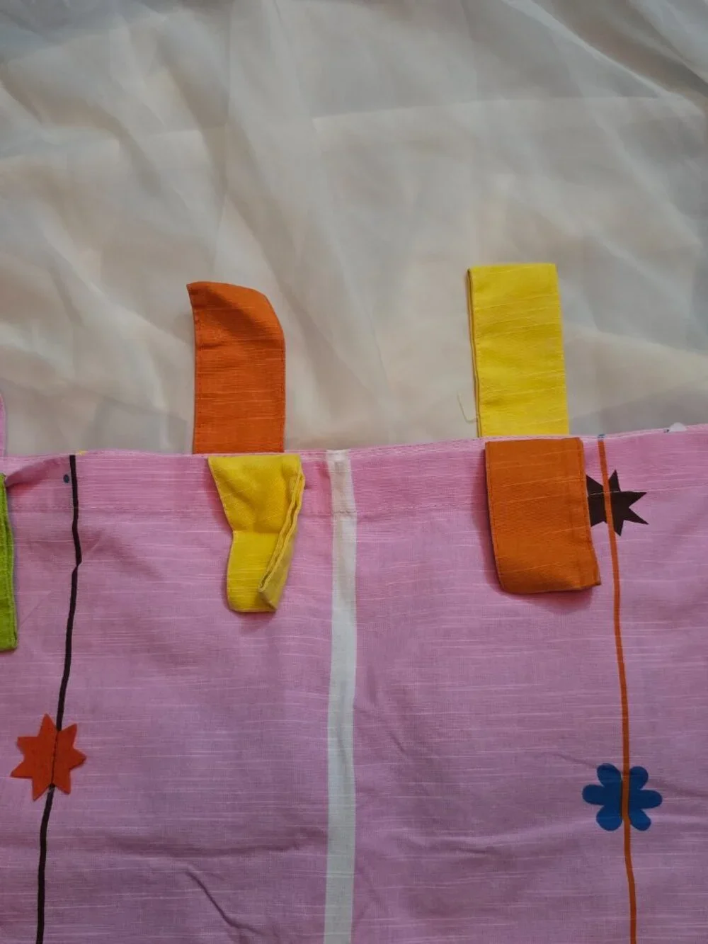 IKEA Festlig Pink Floral Applique Curtain Panels Tab Top 47x98 Vintage Y2K Kids